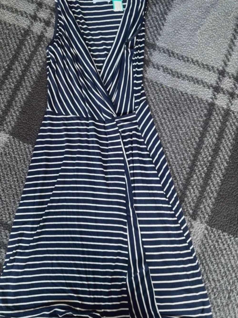 Kaileigh Navy and White Striped Wrap-Style Dress